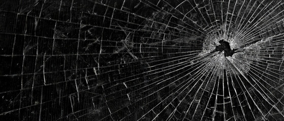Spiderweb Crack on Dark Surface