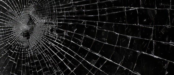 Obraz premium Spiderweb Crack on Dark Surface