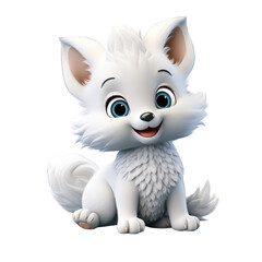 Arctic fox cartoon character on trasnpernat background
