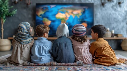group of muslim children