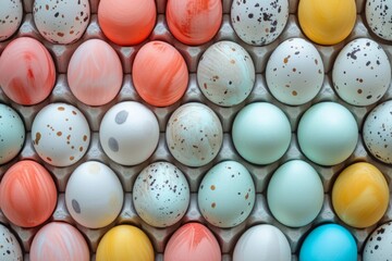 Organized Easter Egg Display Creating Festive And Aesthetic Background. Сoncept Spice Up Your Home Decor, Diy Upcycled Crafts, Spring Cleaning Tips, Easy Gardening Hacks, Healthy Recipes For Spring