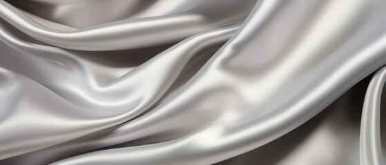Obraz premium Silver silk fabric with a luxurious sheen and elegant waves