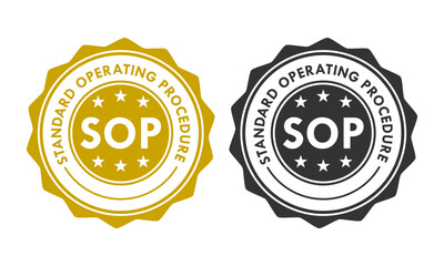 SOP - Standar Operating Procedure design badge template illustration - obrazy, fototapety, plakaty