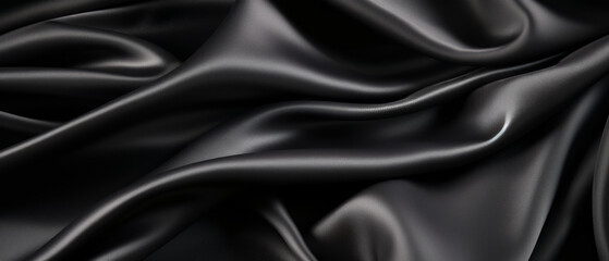 Obraz premium Elegant Black Silk Fabric Close-Up