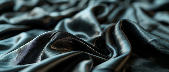Deep black silk with luxurious sheen and fluid folds