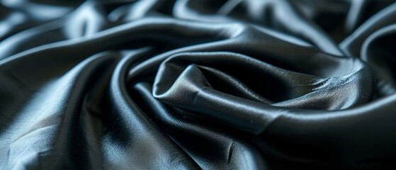 Elegant Black Silk Fabric Waves