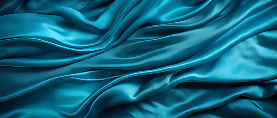 Luxurious blue silk fabric with elegant wavy texture