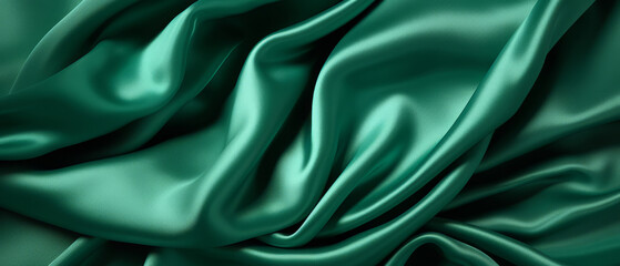 Obraz premium Emerald green silk cloth with elegant, smooth waves
