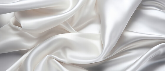 Obraz premium Elegant White Satin Fabric Draped Gracefully With Soft Folds and Light Reflection