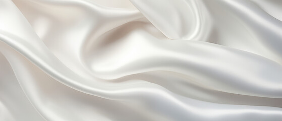 Elegant White Satin Fabric Draped Gracefully With Soft Folds and Light Reflection