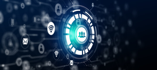 Virtual screen of Social Media. Social Media Communication Internet Network Connection Concept. 3D illustration.