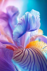 Fotobehang Macro photography, super wide Angle, Glass textured iris flower © James Hong