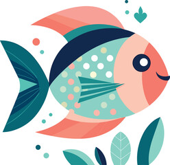 Fototapeta premium Minimalistic vector of a tropical fish in pastel colors