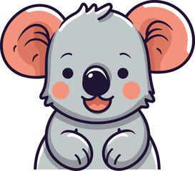 Obraz premium A vector illustration of a cute grey koala bear with pink ears
