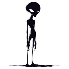 Silhouette alien black color only full body