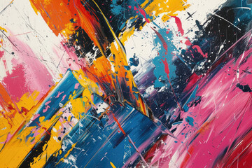 A dynamic abstract expressionist painting, with bold brushstrokes and vibrant splashes of color conveying intense emotion
