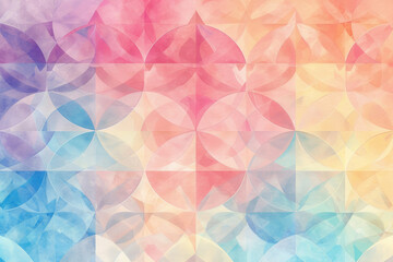 A harmonious blend of soft geometric shapes, resembling a kaleidoscope pattern, with pastel colors for a soothing effect