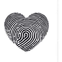 Silhouette finger print love heart shape black color only