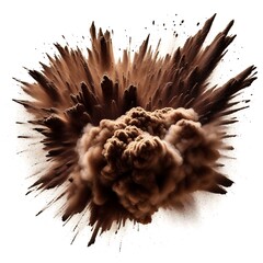 Naklejka na ściany i meble Dark brown powder, explosion effect texture isolated on white background,