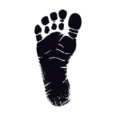 Silhouette foot print on the ground black color only