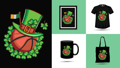 St Patricks day basketball vector tshirt design
