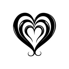 Silhouette heart love logo symbol black color only