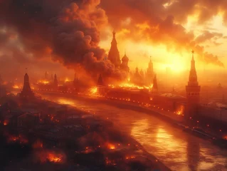 Keuken spatwand met foto Moscow is burning in fire © Olexandr