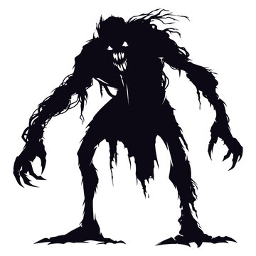 recommend clip art: Silhouette monster black color only full body