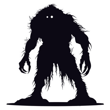 recommend clip art: Silhouette monster black color only full body