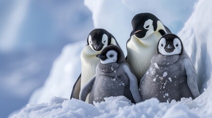 Penguins Huddling Together in the Chill