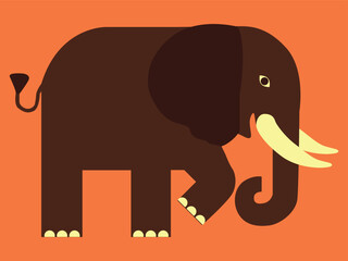 Elephant vector object bister color elephant on mandarin color background.