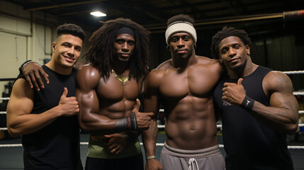 group of muscular men posing