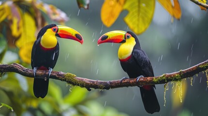 A Duo of Colorful Toucans