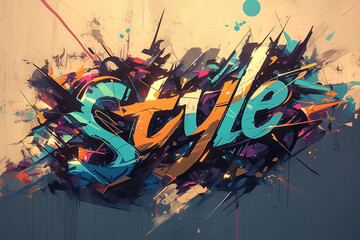 A postcard with the word "Style". Design of albums, notebooks, banners. Vector illustration.