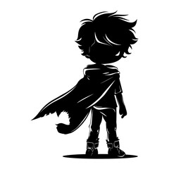 Silhouette cute hero black color only full body