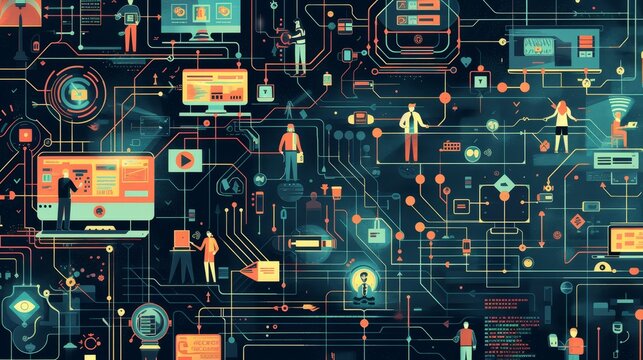 The computer's journey through time in a circuitry-infused timeline