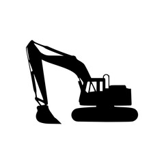 excavator icon vector - flat design