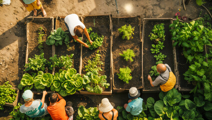 An inspiring image of a community garden project symbolizing unity and collaboration among residents