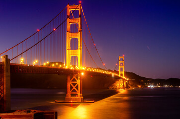 Fototapeta na wymiar Golden Gate Bridge at night, San Francisco, USA