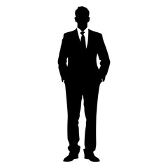 Silhouette bussiness man black color only full body
