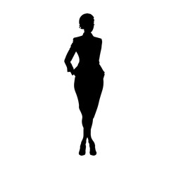 Fototapeta premium Silhouette bussiness woman black color only full body