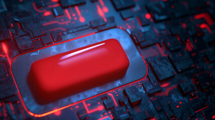 Fototapeta premium Futuristic Red Empty Key Button Template. Usable for gamers and streamers design.