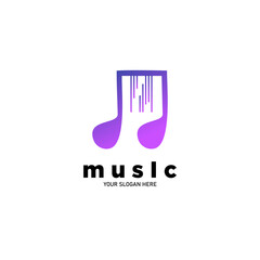 Music letter logo design colorful gradient