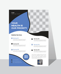 Medical flyer template design  withblack & blue, orange,  marketing, business proposal, 
promotion, advertise, publication, cover page. new digital marketing flyer.