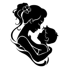 Silhouette for mother day moment black color only full body