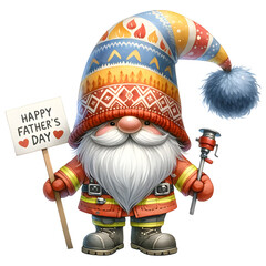 Fototapeta na wymiar Gnome Father's Day Watercolor Clipart Illustration