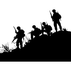 silhouette of a war situation black color only 