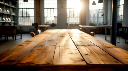 Conference room with wooden table and chairs