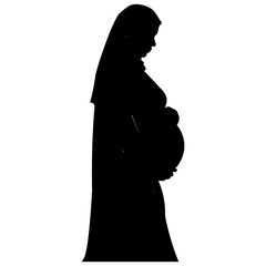 Silhouette pregnant hijab full body black color only
