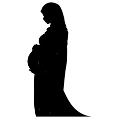 Silhouette pregnant hijab full body black color only